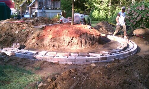 Dirt mound during landscaping project in North Attleboro, MA