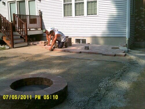 Stone fire pit in North Attleboro, MA