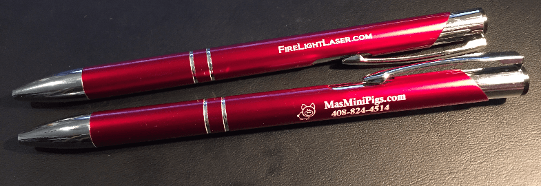 Laser engrave pens aluminum anodized metal promo