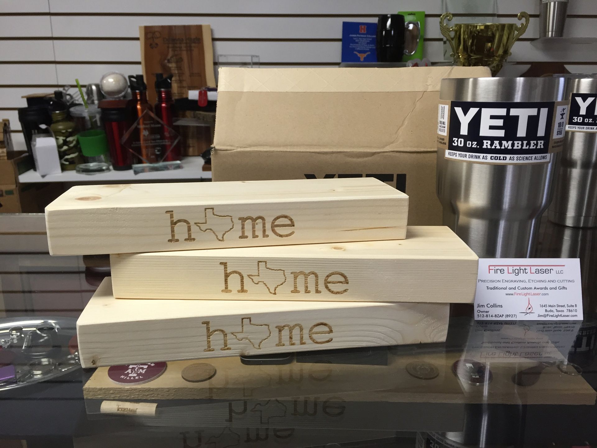 king-sized Jenga blocks 2x4 Texas logo gift promo