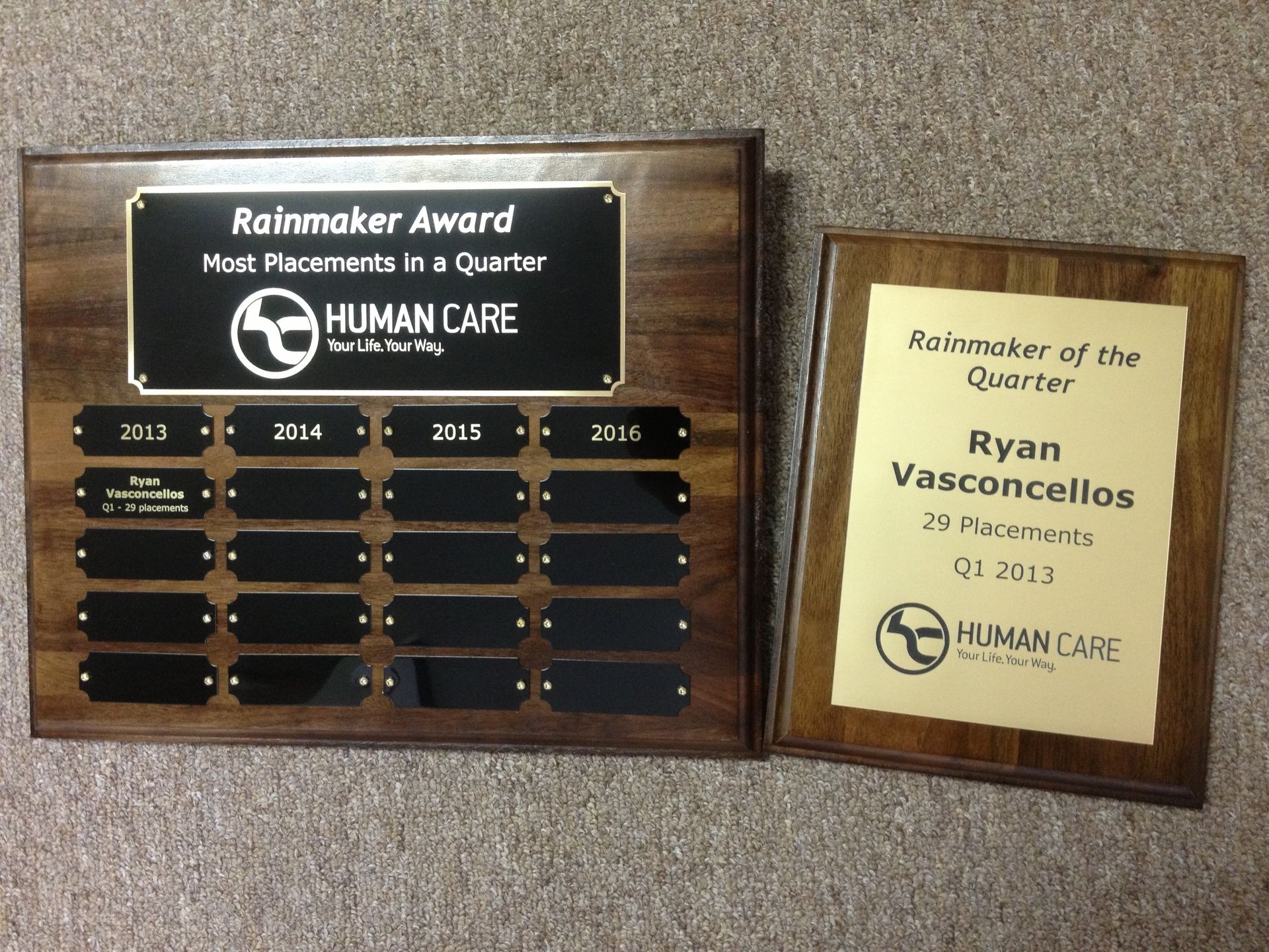 12x15 custom perpetual plaque with laser engraved plates for employee recognition program