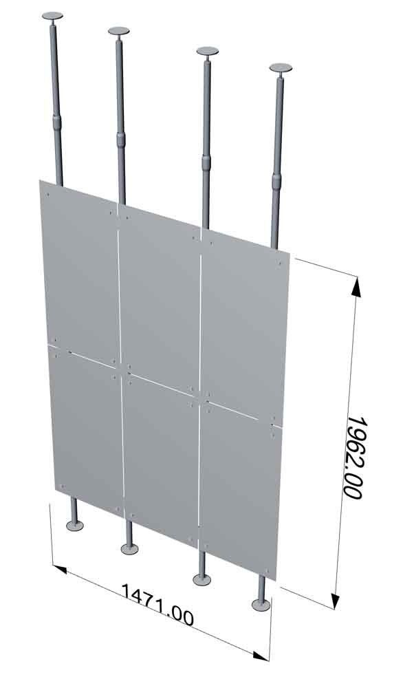 pareti fisse lineari con fissaggio a soffitto