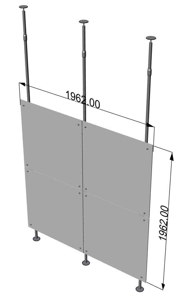 pareti fisse lineari con fissaggio a soffitto