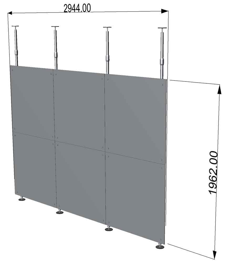 pareti fisse lineari con fissaggio a soffitto
