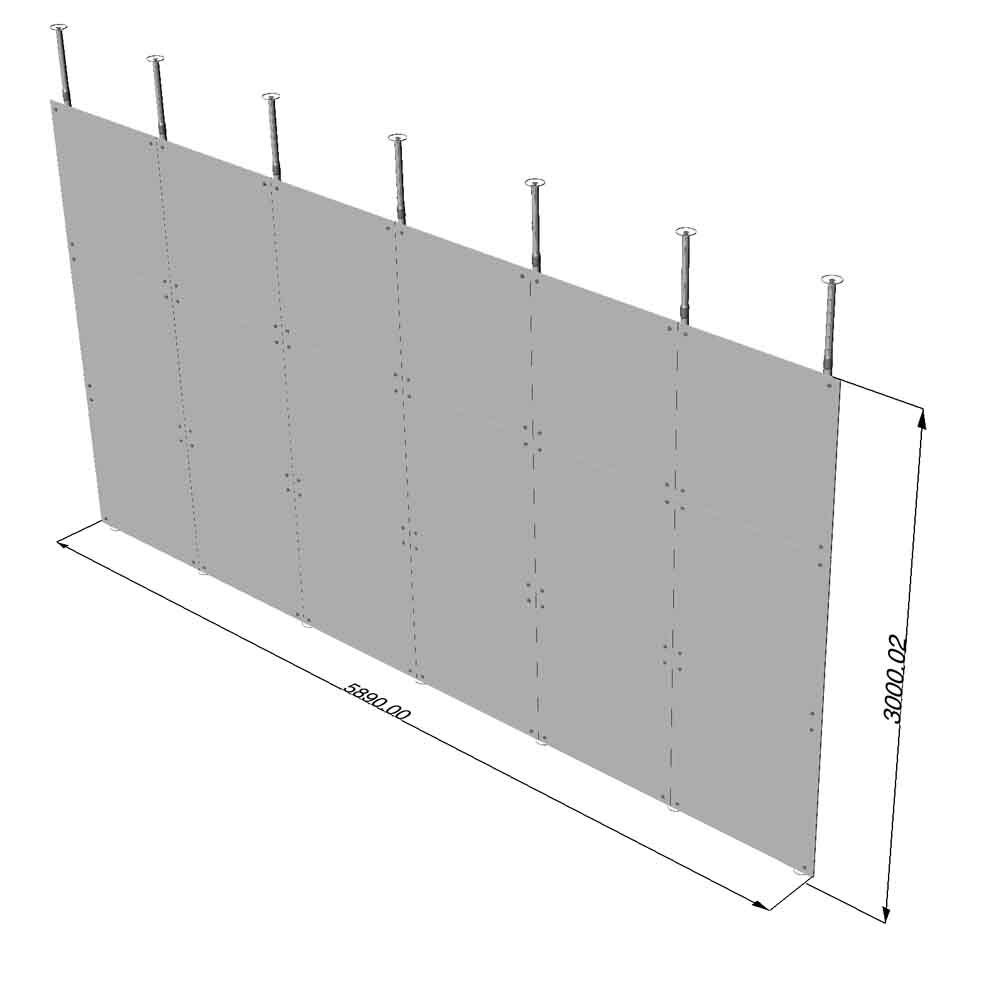 pareti fisse lineari con fissaggio a soffitto