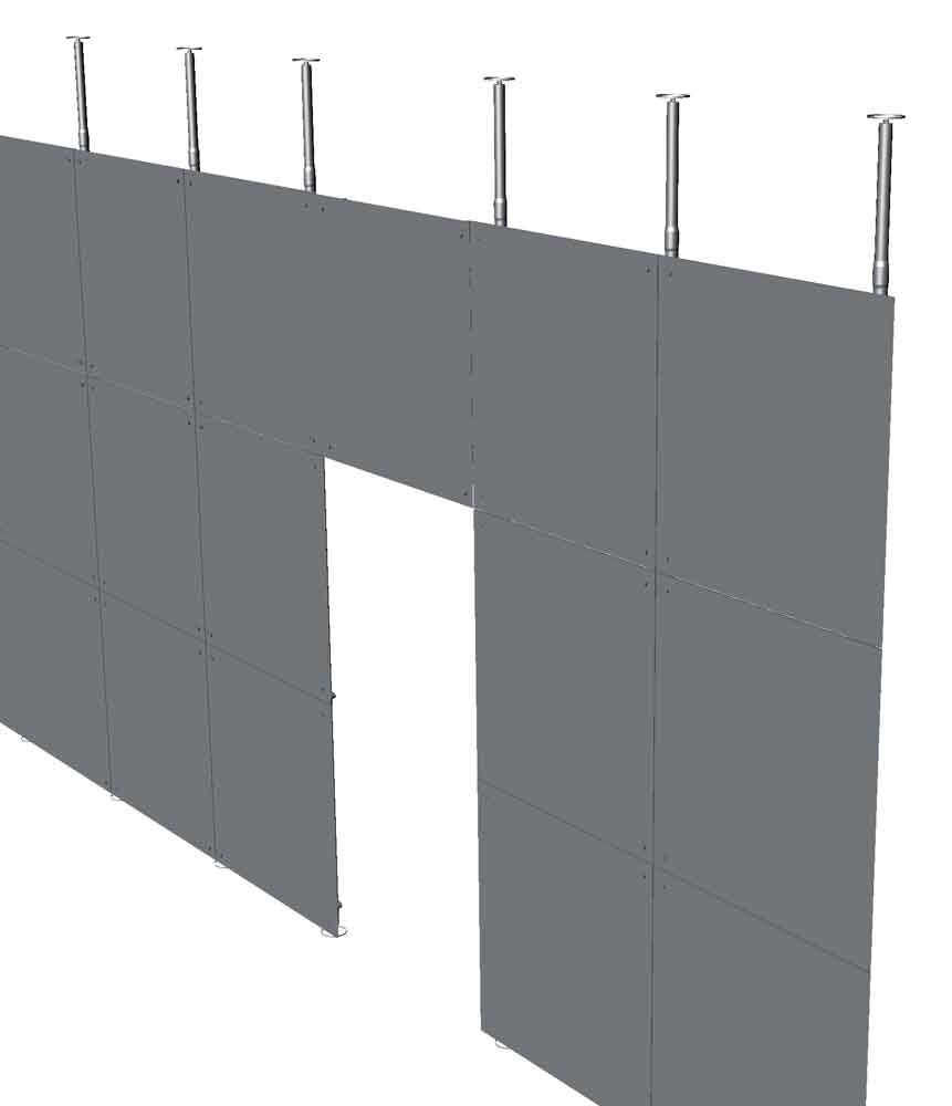 Pareti lineari tamponamento a soffitto con apertura per il passaggio