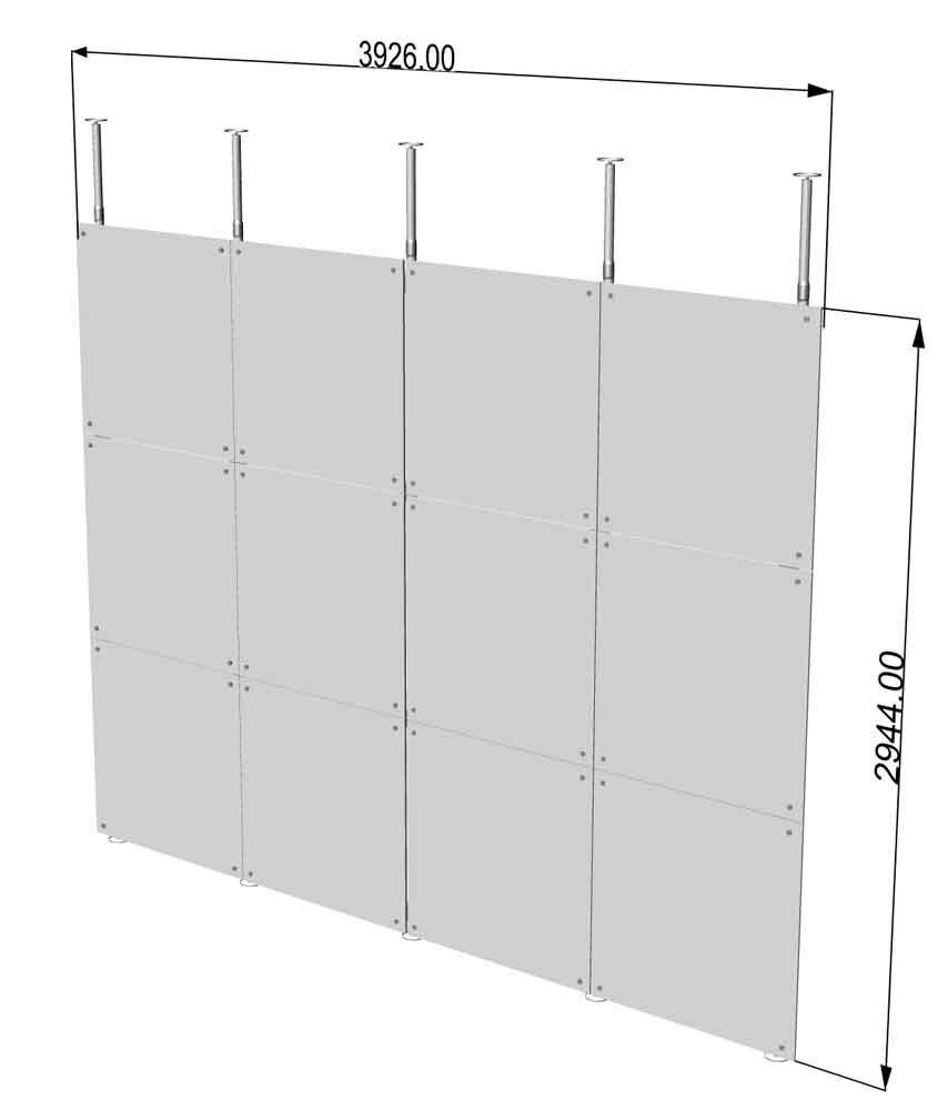 pareti fisse lineari con fissaggio a soffitto