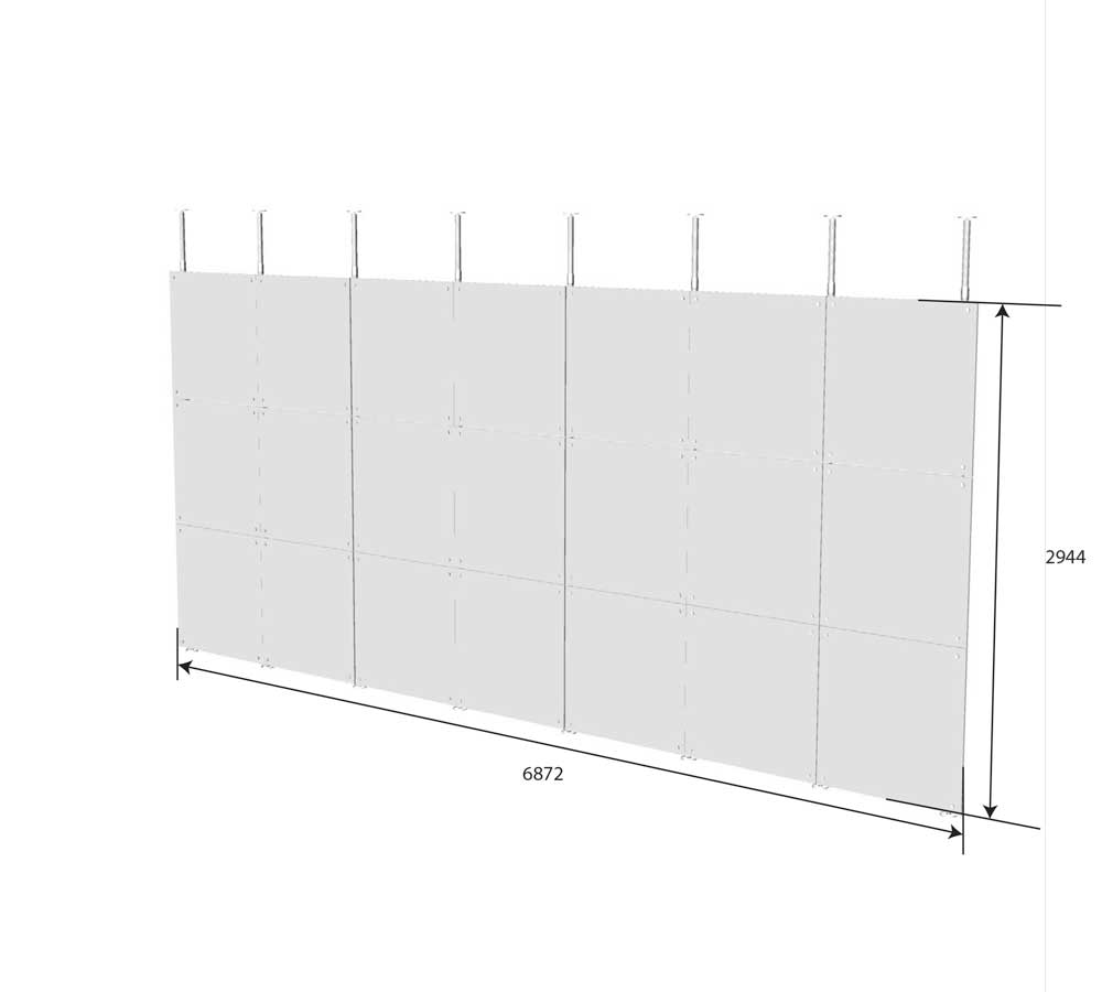 Pareti lineari pali telescopici a soffitto