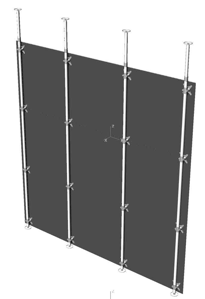 Pareti lineari a soffitto tamponamento a pannelli altezza300cm