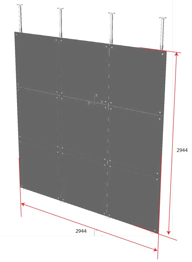 Pareti lineari divisori montanti telescopici a soffitto
