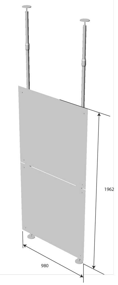 Pareti lineari a soffitto modulare pali telescopici
