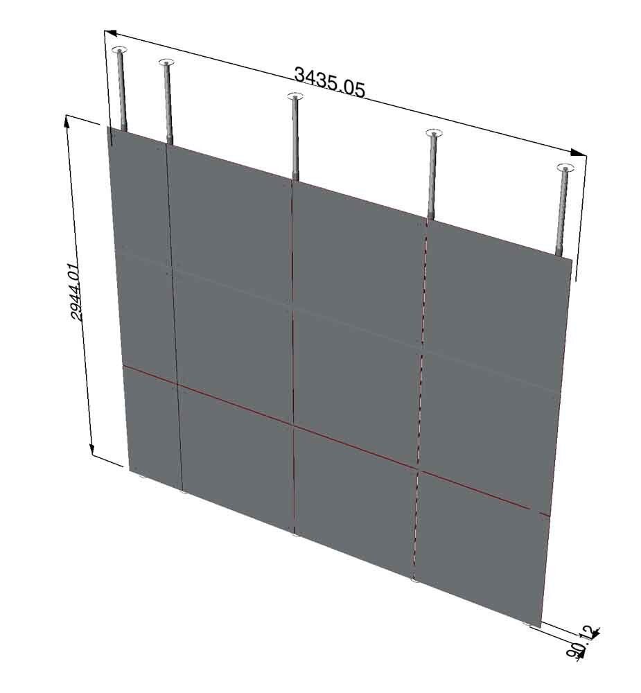 pareti fisse lineari con fissaggio a soffitto