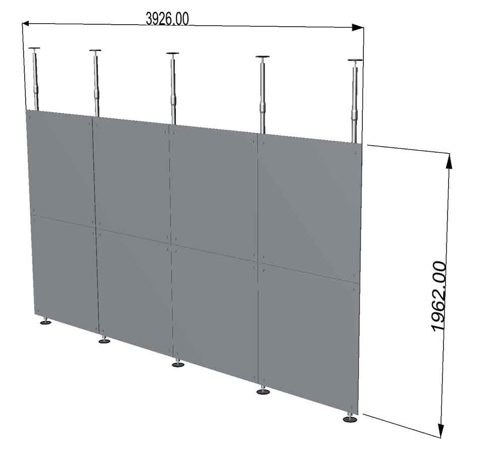 Pareti lineari pali telescopici a soffitto