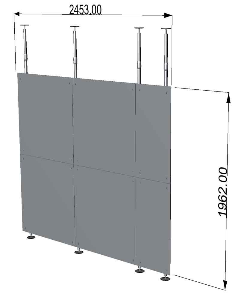 pareti fisse lineari con fissaggio a soffitto