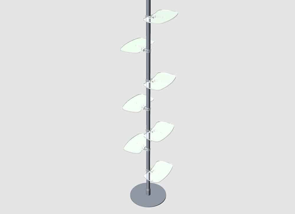 Espositore totem con mensole componibili per negozi e vetrine