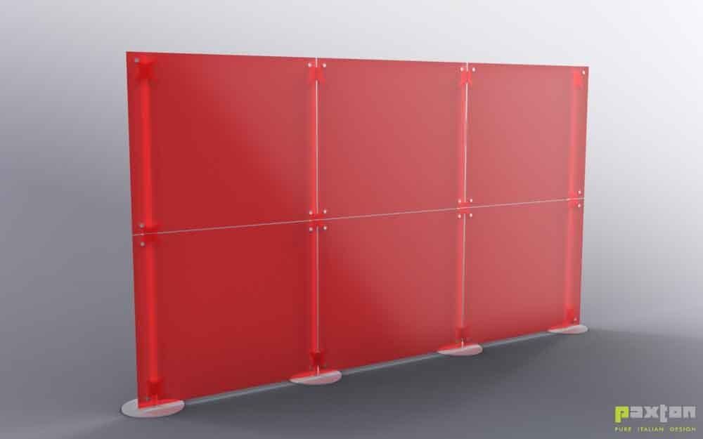 parete divisoria lineare autoportante rosso 3x2