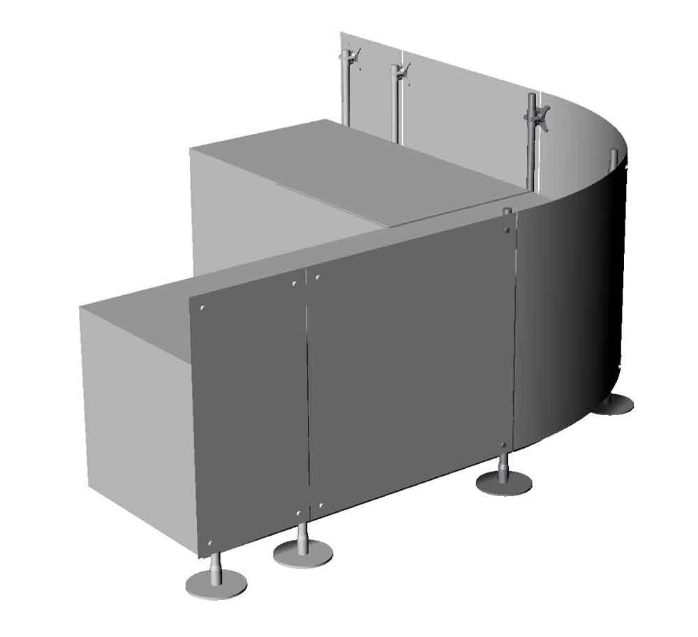pareti basse curve divisori autoportanti