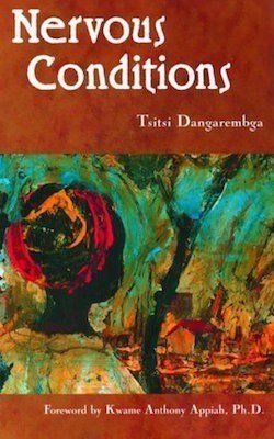the cover of a book titled nervous conditions with a painting of a person on it .