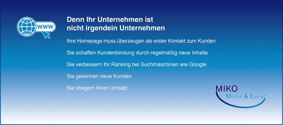 Inhaltliche Aktualisierung und dauerhafte Pflege Ihrer Homepage für Ihr Unternehmen