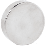 A close up of a silver circle on a white background