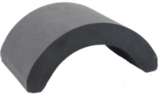 A curved piece of foam on a white background