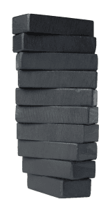 A stack of black blocks stacked on top of each other on a white background.