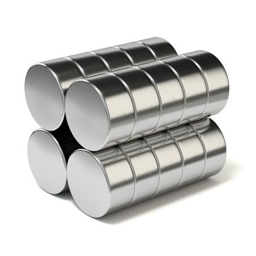 A bunch of metal cylinders are stacked on top of each other on a white background.
