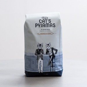 Bag of coffee beans labeled 