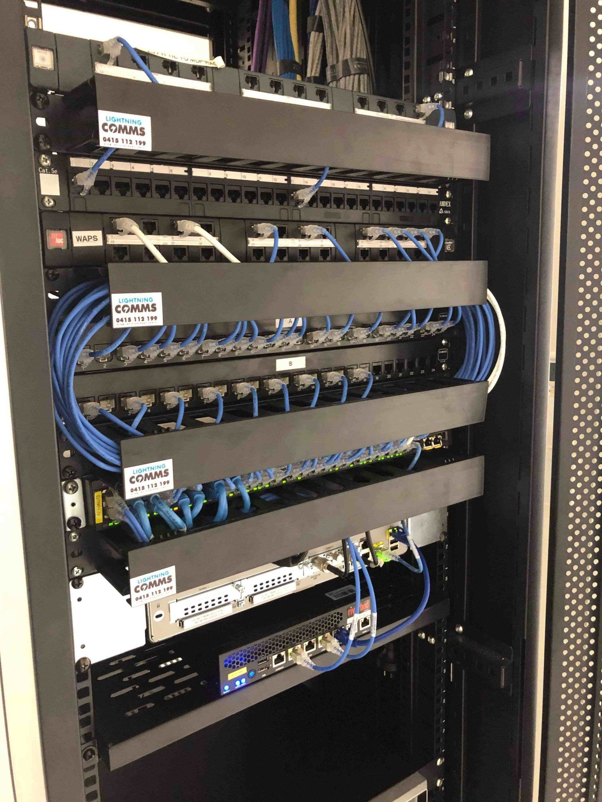 Cable Management on servers — Lightning Comms, CCTV & Security in Cannonvale, QLD