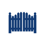 A blue fence icon on a white background.