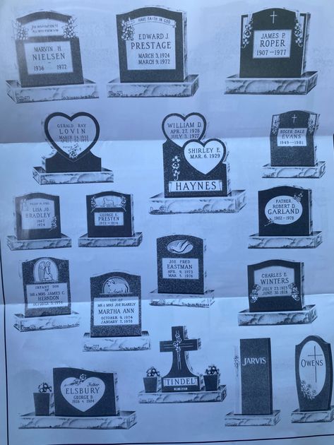 Flyer That Has Different Types Of Suggested Monuments — in Mobile, AL — L.G. Wilson Monuments