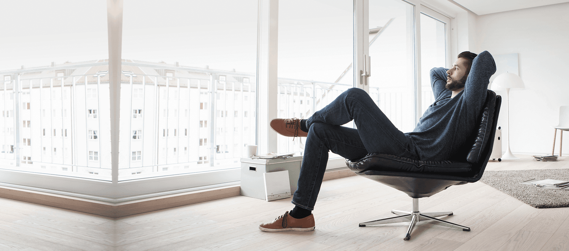a man relaxing on the chair