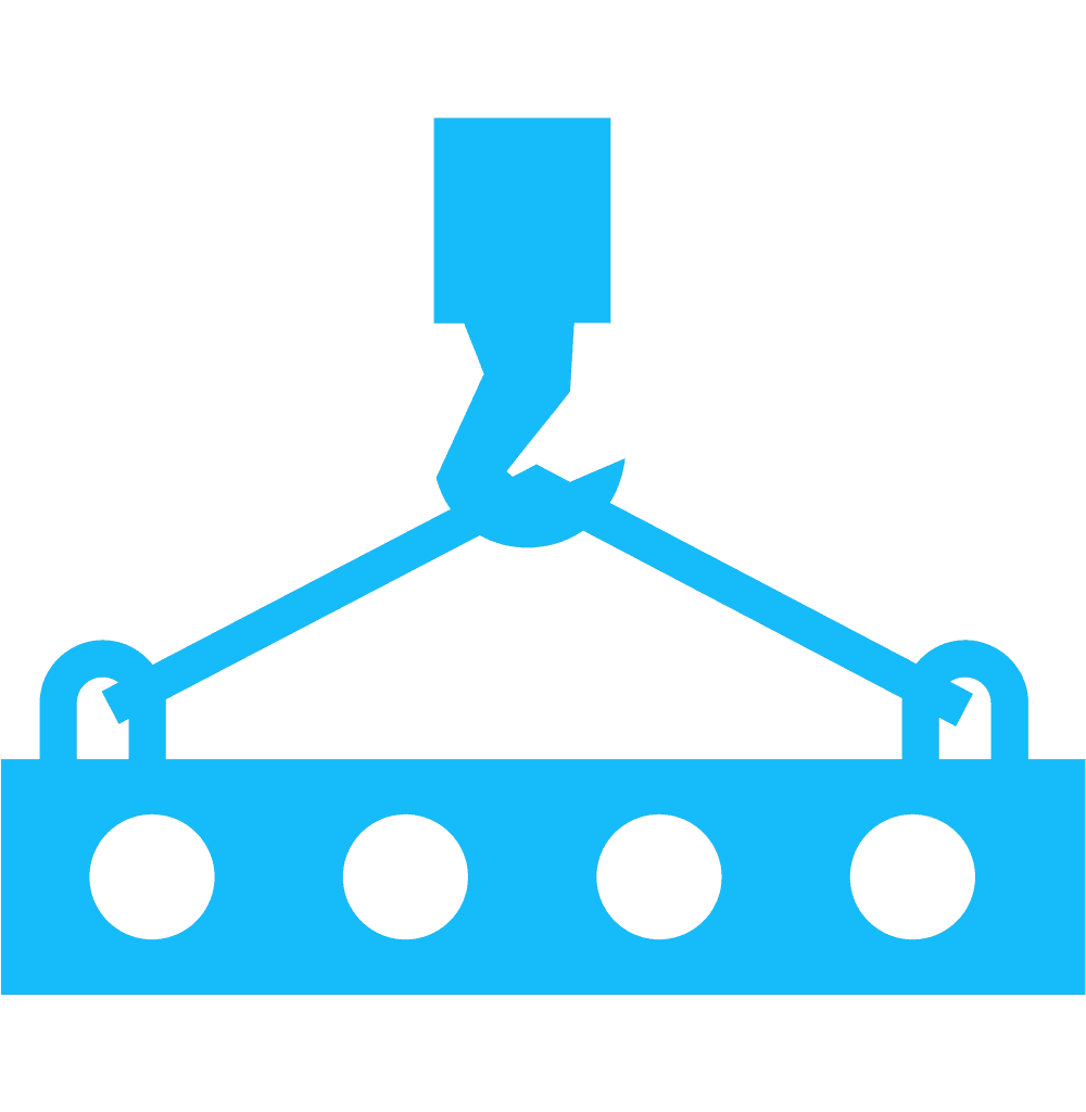 image of a blue steel bar anchored by crane hook
