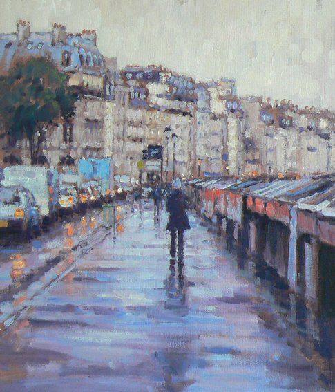 impressionist painting of Paris at dawn by David Farren