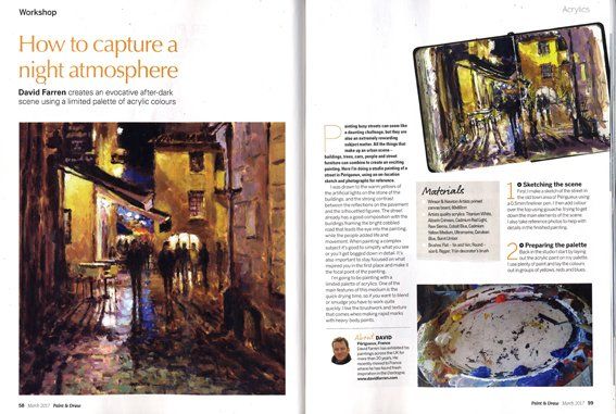 image of article about the artist David Farren inPaint and Draw magazine