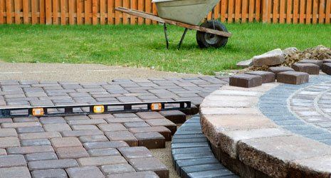 bock paving near the garden area