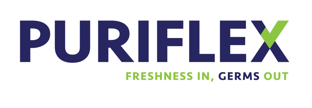 The logo for puriflex says freshness in germs out.