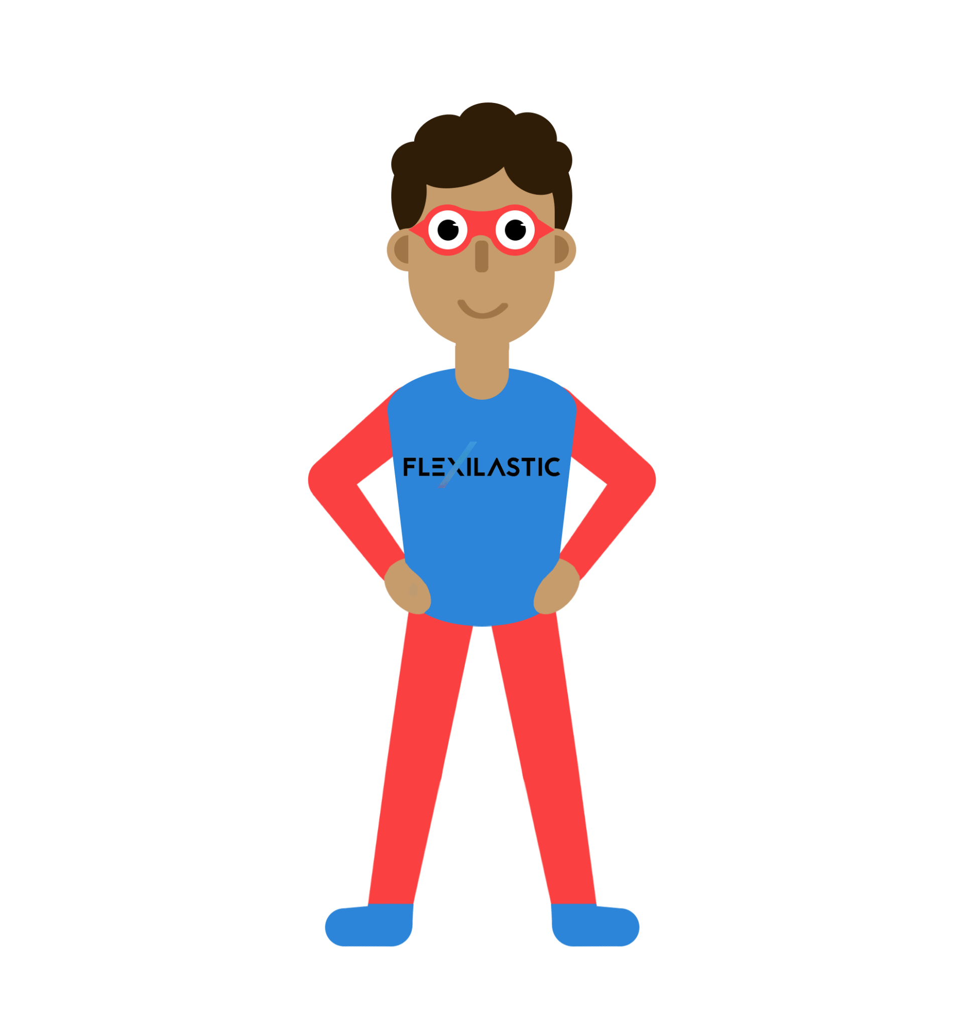 A man in a superhero costume is standing with his hands on his hips.