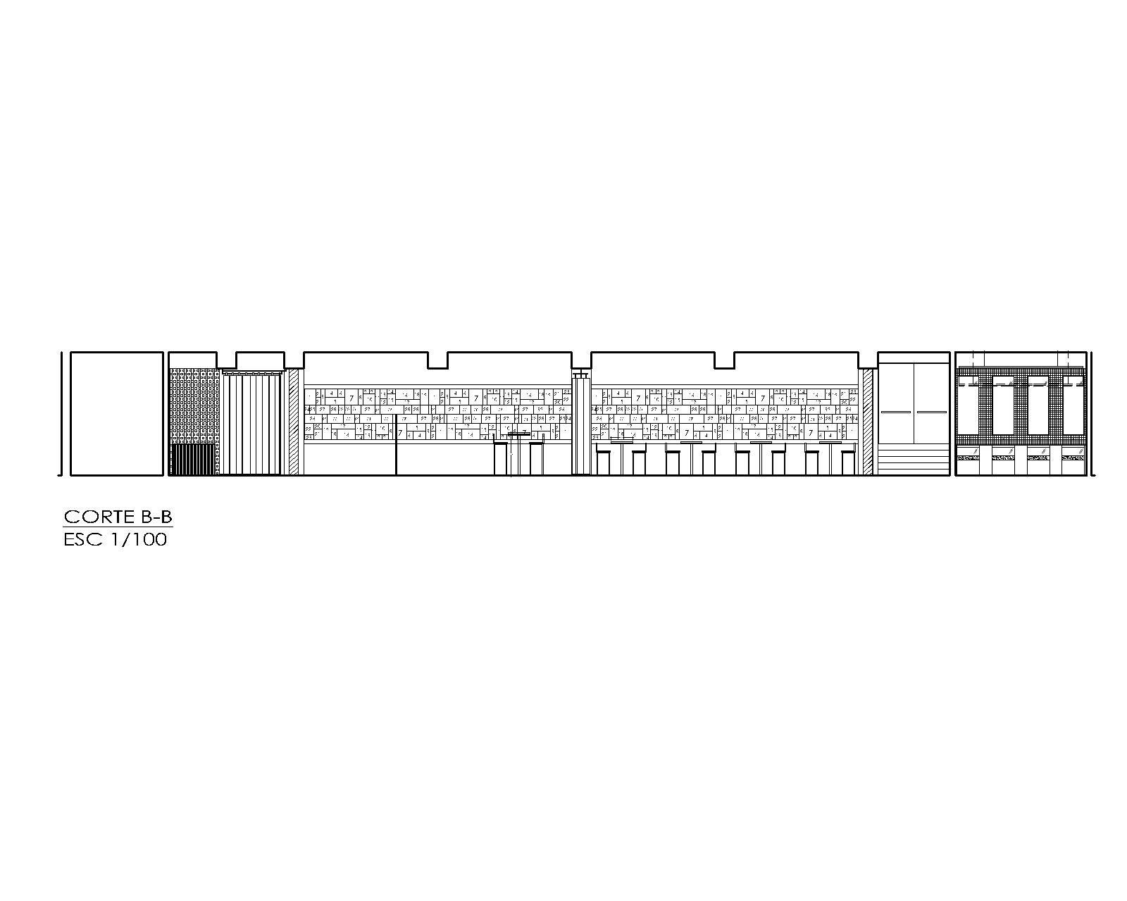 Es un dibujo en blanco y negro de un edificio.