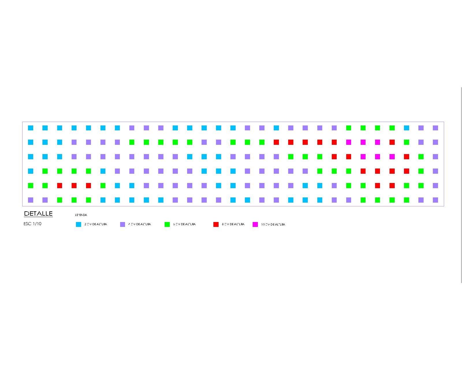 Una fila de cuadrados de colores sobre un fondo blanco.