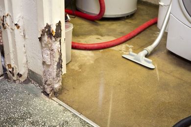 women standing in a flooded room