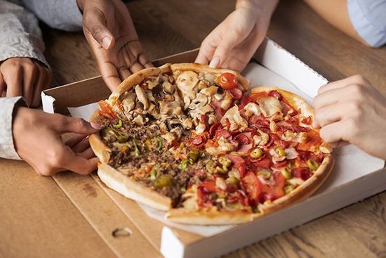 People Sharing Pizza Slices — Norco, CA — Marcello’s Pizza People Sharing Pizza Slices — Norco, CA — Marcello’s Pizza