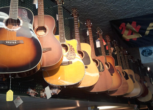 guitars on wall