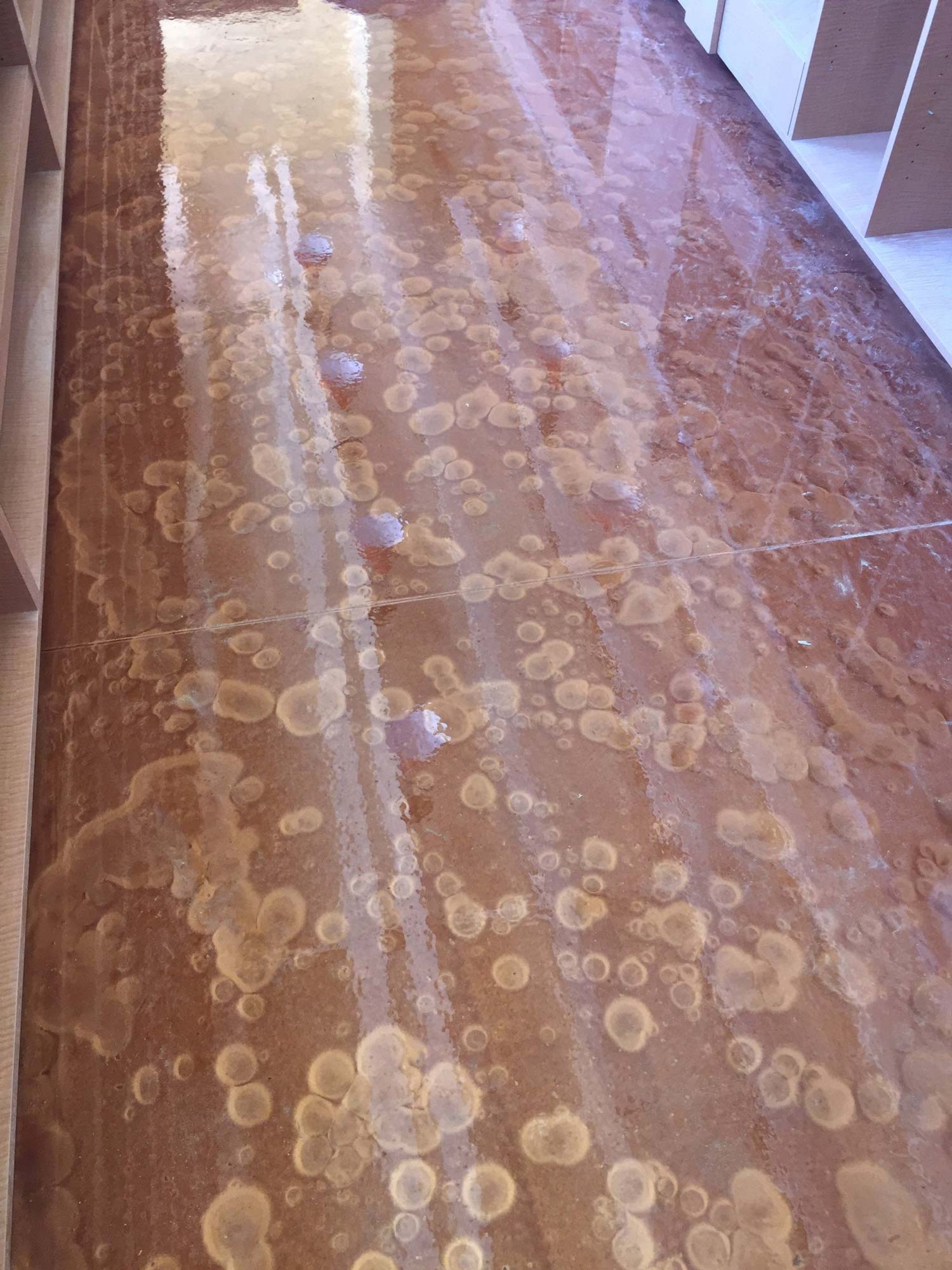 Floor Coating — Glossy Brown Floor in Palm Desert, CA
