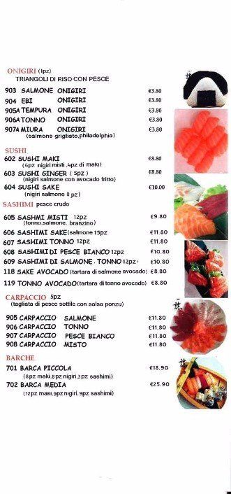 menù asporto giapponese