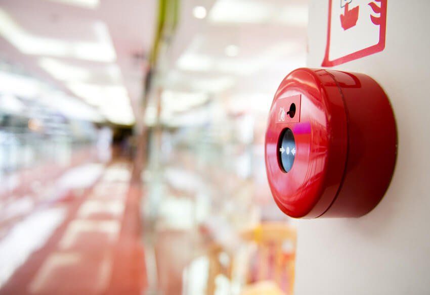 Fire alarm on the wall of shopping cente