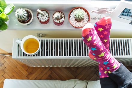 Feet on radiator