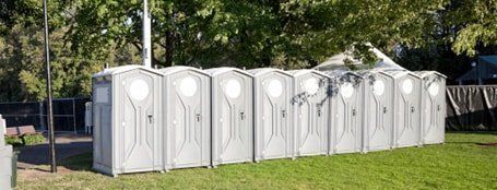 Row Of Portable Toilets