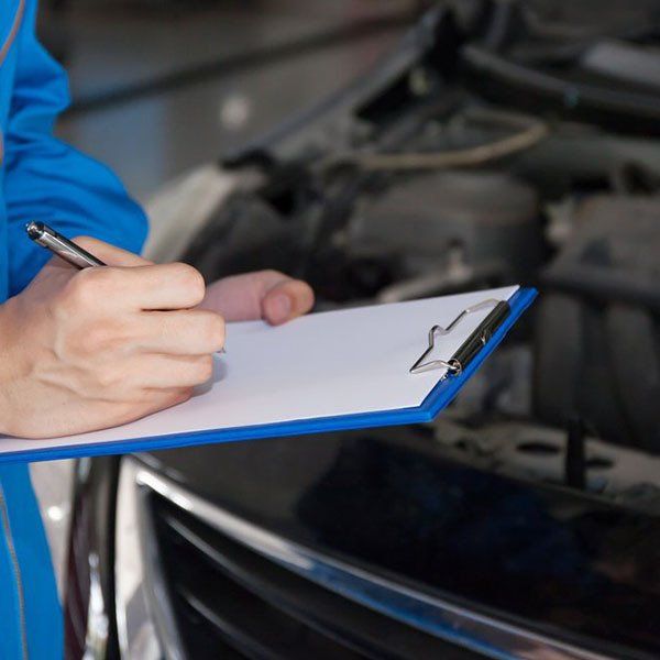 Mechanic Taking Note for a Vehicle — Logbook Servicing in New Lambton, NSW
