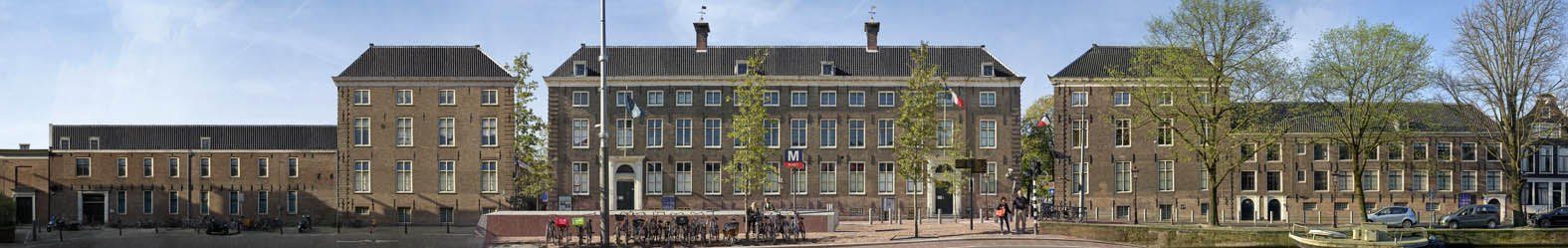 Maison Descartes building in Amsterdam, outside view